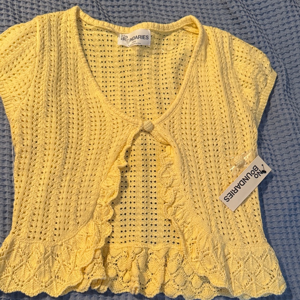 No Boundaries Yellow Knit Cropped Cardigan